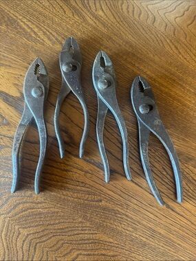 Bundle of 4 Vintage Slip Joint Steel Pliers